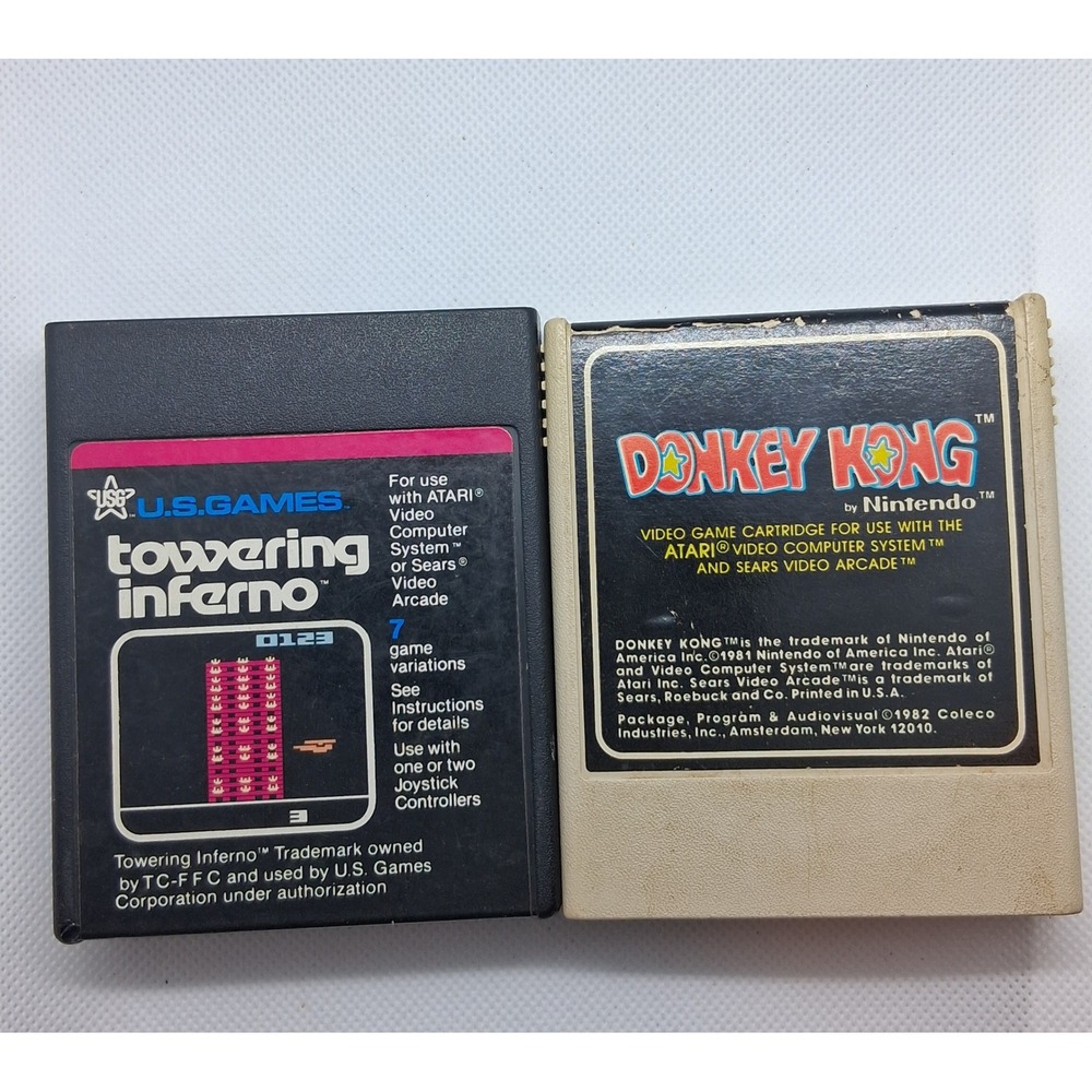 Atari 2600 Game Lot Donkey Kong Nintendo Coleco Towering Inferno US Games